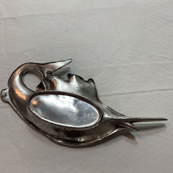 WB Manufacturing Co 133 Swordfish Trinket Holder Vintage Silver Plated Metal - Picture 5 of 7